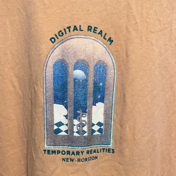Topman Medium Apricot Graphic Digital Realm Short Sleeve Tee - Picture 6 of 14
